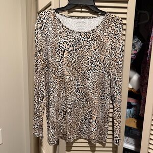 Chico's Animal Print Top in Black and Tan
